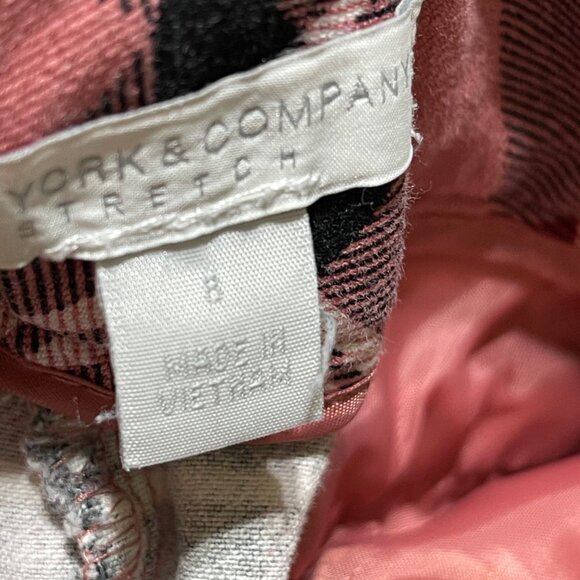 New York & Company Pixie Pant Pink Black Plaid Size 8 Stretch Cropped - Picture 4 of 7